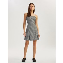 Koton Ince Askılı Kolsuz Ekoseli Bodycon Mini Elbise