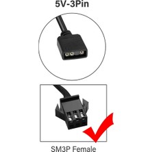 Stayrea Adet Rgb Uzatma Kablosu 5V 3-Pin'den Sm 3pin Dişi Argb Konnektörüne Adreslenebilir Adaptör Fan, Pc LED Şerit Için (Yurt Dışından)