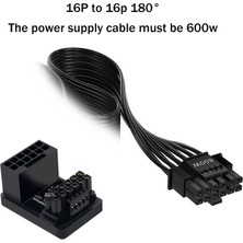 Stayrea Pcıe5.0 Grafik Kartı Atx3.0 Güç Kaynağı 12VHPWR 16 Ila 16P 600W Erkek Dişi 180 Derece Adaptör Konnektörü Siyah (Yurt Dışından)