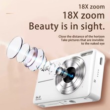 Zuomee 4K 64MP Dijital Fotoğraf Makinesi 2.4 Inç Ekran 18X Zoom Dahili Pil Hediye (Yurt Dışından)