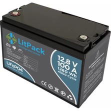 Litpack  12V(12.8V)  100 Ah Lifepo4 Akü (Batarya, Pil) Yüksek Performans Lityum Akü