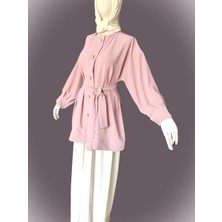 Kuşak Detaylı Gül Kurusu Pembe Gömlek, Her Adımda Zarafet