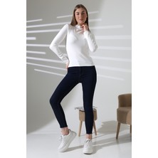 Endies Uzun Kol Dik Yaka Basic Kadın Body T-Shirt 21950 Ekru