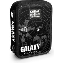 Coral High Kids Siyah Galaxy Desenli Çift Katlı Kalem Çanta 11148