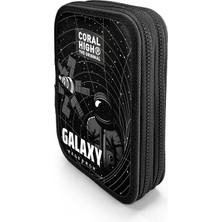 Coral High Kids Siyah Galaxy Desenli Çift Katlı Kalem Çanta 11148