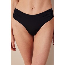 Basic High Shirred Siyah Bikini Altı