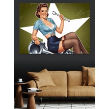 Karizma Tablo Pin-Up Kız ve Aletler Dekoratif Tablo