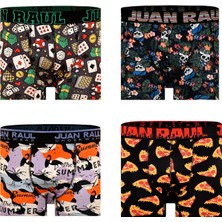Juan Raul 4 Lü  Desenli Erkek Boxer (Karışık Renkler Gönderilir)