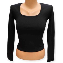 Zeynep Öykü Style Kadın Kare Yaka Fitilli Kaskorse Örme Body Bluz