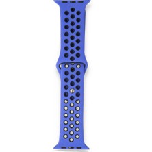 Apple Watch 42-44MM Silikon Kayış - Mavi/siyah