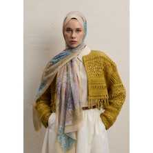 Fresh Soft Sarı Paısley Patch Desen İpek Krep Şal