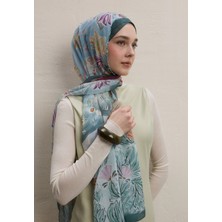 Fresh Flower Dreams Desen Ipek Krep Şal Mint