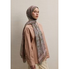 Fresh Luna Desen Ipek Krep Şal Toprak