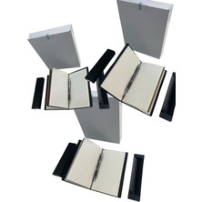 Deri 3 Içli Defter ve Kalem Seti Düz - Çizgili - Kareli Lastik Kilitli