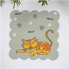 Decofav Şirin Kedi Tasarımlı Lazer Kesim Kumaş Kokteyl Peçetesi 1 Adet