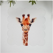 Tatilci Zürafa Tasarımlı Lazer Kesim Kumaş Kokteyl Peçetesi 1 Adet