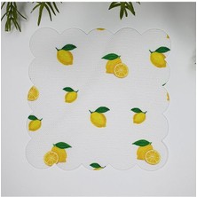 Decofav Sulu Boya Limon Desenli Lazer Kesim Kumaş Kokteyl Peçetesi 1 Adet