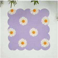 Decofav Lila Zemin Papatya Tasarımlı Lazer Kesim Kumaş Kokteyl Peçetesi 1 Adet