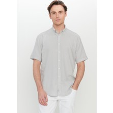 Altınyıldız Classics %100 Pamuk Comfort Fit Rahat Kesim Düğmeli Gömlek Yaka Armürlü Gömlek