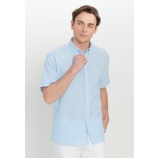 Altınyıldız Classics %100 Pamuk Comfort Fit Rahat Kesim Düğmeli Gömlek Yaka Armürlü Gömlek