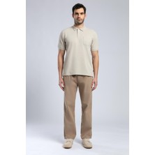 Lee Cooper Rolan Erkek %100 Pamuk Polo Yaka T-Shirt Bej