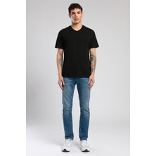 Lee Cooper Jonat Erkek %100 Pamuk V Yaka T-Shirt Siyah