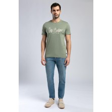 Lee Cooper Drawinglogo Erkek %100 Pamuk O Yaka T-Shirt Haki