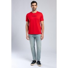 Lee Cooper Patrico Erkek %100 Pamuk O Yaka T-Shirt Kırmızı