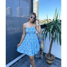 Mavi Askılı Mini Elbise 2289