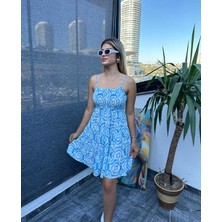 Mavi Askılı Mini Elbise 2289