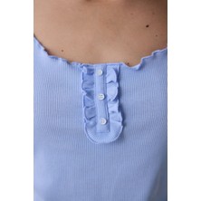 Josıe Checked Açık Mavi Şortlu Pijama Takımı