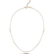 Birinci1926 925  Ayar Gümüş Kadın Zincirli Çıtır Doğal İncili Kolye