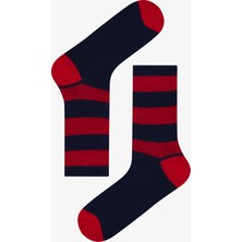 Erkek Lacivert Stripe 3lü Soket Çorap