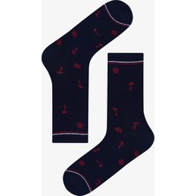 Erkek Lacivert Stripe 3lü Soket Çorap