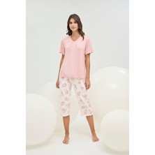 16708 Kadın Taş Baskılı Kısa Pijama Takım