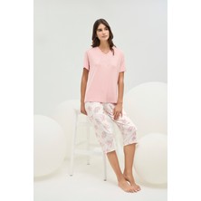 16708 Kadın Taş Baskılı Kısa Pijama Takım