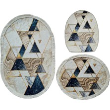 Dijital Baskılı 3 Parça Kayma Tabanlı Banyo Paspas Takımı