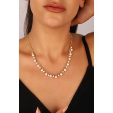 Birinci 14 Ayar Altın 5 mm Doğal İncili Sallantılı Kolye