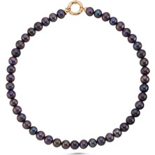 Birinci 14 Ayar Altın 9 mm Doğal Siyah İnci Kolye