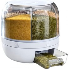 Otomatik 6 Bölmeli 360° Dönebilen Kuru Gıda ve Bakliyat Organizeri 1lt Kapasiteli Bakliyat Saklama Kutusu