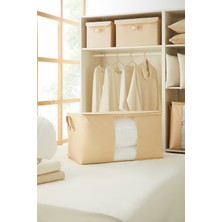 Ocean Home Textile Mega Boy Pencereli Bej Balıksırtı Yastık Yorgan Kazak Hurcu ,Hurç 75x40x40 cm