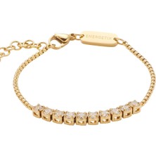 Energetix Zirkon Taşlı Altın Renkli Manyetik Bileklik