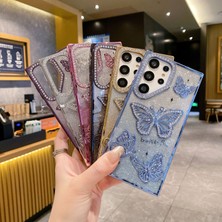 Yuax Samsung Galaxy A16 Uyumlu Kılıf Taşlı Kelebek Figürlü Yumuşak Silikon Case Beyaz