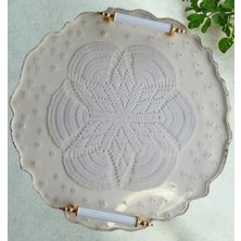 Epoksi Reçine Dantelli Tepsi - Dantelli Incili - Çapı: 33 cm