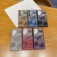 Yuax Samsung Galaxy A26 Uyumlu Kılıf Taşlı Kelebek Figürlü Yumuşak Silikon Case Beyaz