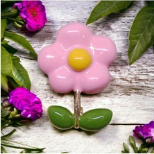 Sibelya Aksesuar Trend '' Pembe Çiçek '' Figürlü Broş