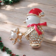 Sibelya Aksesuar Zirkon Taşlı Kardan Adam Broş