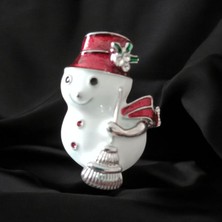 Sibelya Aksesuar Zirkon Taşlı Kardan Adam Broş