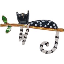 Sibelya Aksesuar Sedef Kaplama '' Tembel Siyah Kedi '' Figürlü Broş