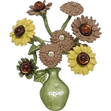 Sibelya Aksesuar Trend '' Saksıdaki Çiçekler '' Figürlü Broş